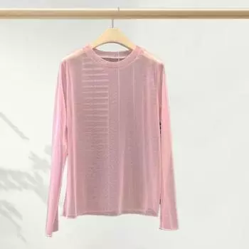 Women UV Protection Tops Round Neck Long Sleeve Loose Fit Quick Dry Beach чёрный