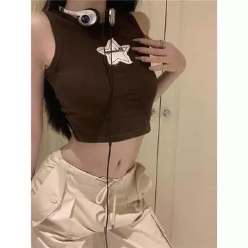 Women Vest Sexy Tank Tops Girls Y2K T-shirts Sleeveless Casual Tees For Lady S