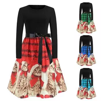 Женское винтажное платье для выпускного вечера с коротким рукавом в стиле Рождества 1950-х годов для домохозяйки S синий