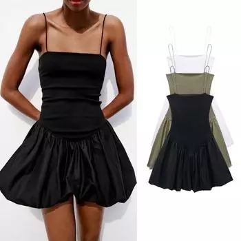 Женское винтажное однотонное мини-платье на бретельках, бальное платье, платья с вырезом без рукавов, летнее женское модное повседневное платье, Vestidos L зелёный