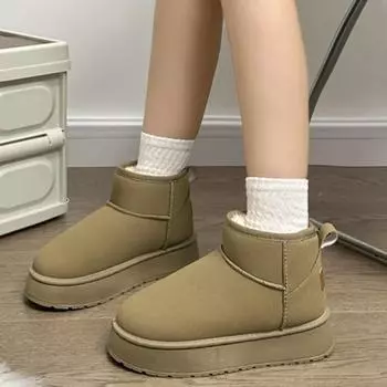 Women Warm Ankle Boots 2025 New Selling Soft Plush Casual Slip-on Women Snow Boots Outdoor Comfortable Thick-soled Walking Boots 36 малиновый