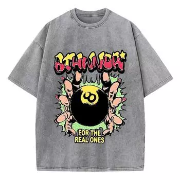 Women Washed T-Shirts 8Demons For The Real One Printed Tee Shirts Cotton Oversize Crewneck Tees Clothes S