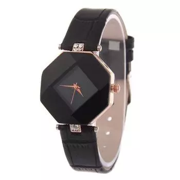 Women Watch Jewelry Gem Cut Surface Geometry Ladies Wristwatch AVE чёрный