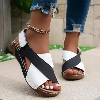 Women Wedges Sandals Summer New Fashion Sandals Comfortable Lightweight Casual Sandals Shallow Outdoor Beach Shoes for Women 36 чёрный