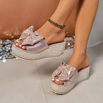 Women Wedges Slippers 2024 Summer New Fashion Sandals Comfortable Platform Breathable Slippers Designer Beach Slides Women 36 чёрный