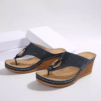 Women Wedges Slippers 2024 Summer New Fashion Sandals·outdoor Beach Comfortable Slippers Platform Casual Designer Slides Women 36 синий