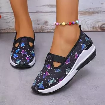 Women Wedges Sneakers Spring and Autumn Breathable Mesh Sneakers Comfortable Fashion Round Toe Sneakers Hot Zapatos De Mujer 36