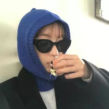 Women Winter Balaclava Hat Thick Warm Knitted High Elasticity Windproof Cycling Headwear Adjustable Full Protection Outdoor Cold Weather Skiing Cap розовый