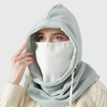 Women Winter Balaclava Hat with Face Shield Thick Double-layered Polar Fleece Windproof Cycling Adjustable хаки