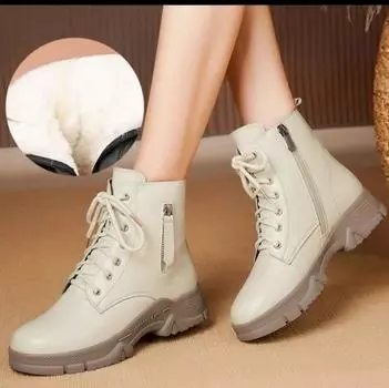 Women Winter Boots Genuine Leather 2024 New Flat Non Slip Women s Snow Boots Fashion Natural Wool Warm Women s Booties 35