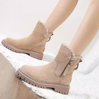 Women Winter New Snow Boots Velvet Outdoor Antislip Footwear Fashion Comfortable Thick Warm Boot Casual Female Cotton Shoes 2024 35 чёрный