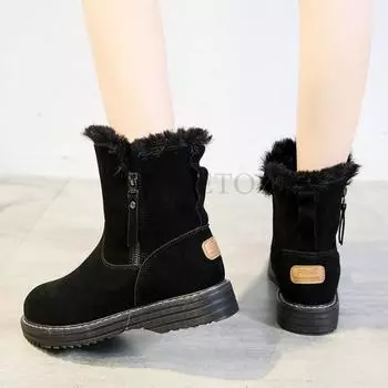 Women Winter Snow Boots Female Ladies Fashion Designer Shoes Warm Plush Waterproof Non Slip Ankle Botas Mujer 35 хаки