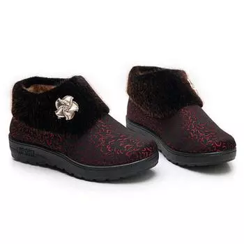 Women Winter Snow Boots Middle-aged and Elderly Plus Velvet Women Winter Boots Warm Thickened Non-slip Ankle Boots 5.5
