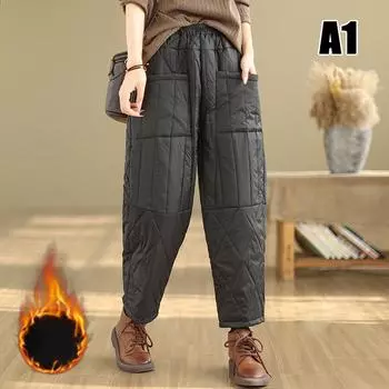 Women Winter Thick Cotton Velvet Padded Trousers Wide Leg Pants Women Warm Casual Pantalones Vintage High Waist Loose Sweatpants XXL