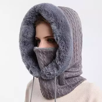 Women Winter Warm Beanie Hat Scarf Neck Cover Windproof Plush Knitted EarflapCap 1