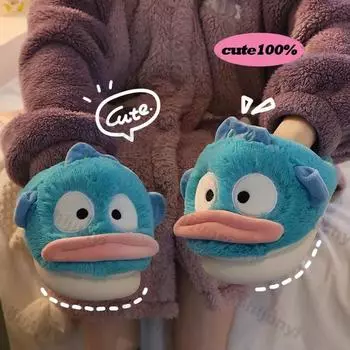 Women Winter Warm Fluffy Flat Slippers Women Cartoon Cute Indoor Home Slides Couples Fashion Plarform Non Slip Plush Cotton Shoe 36-37 синий