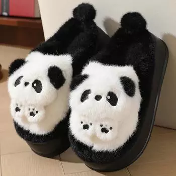 Women Winter Warm Plush Cartoon Slippers Women Soft Sole Non Slip Home Cotton Shoes Couples Cartoon Cute Indoor Bedroom Slippers 36-37 зелёный