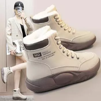 Женские зимние теплые ботинки для снега, плюшевые хлопковые туфли, зимние высокие кроссовки для сноуборда, женская обувь, повседневные теплые уличные кроссовки для стрельбы, студенческие кроссовки 35 чёрный