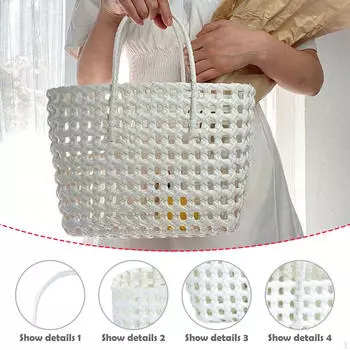 Women Woven Handbag Travel Purse Portable Fashion Large Capacity Tote Bag