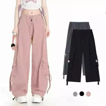 Women Y2K Multiple Pockets Cargo Pants Fashion Casual High Waist Hip Hop Trousers Streetwear Drawstring Baggy Sweatpants XXXL