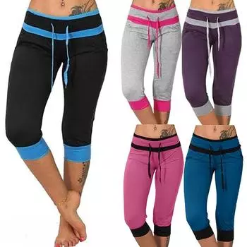 Женские повседневные модные укороченные брюки с низкой посадкой, узкие повседневные брюки, спортивные штаны L чёрный