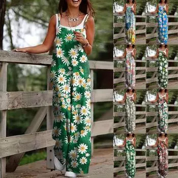 Женские повседневные комбинезоны, комбинезоны с регулируемыми бретелями, летние без рукавов, милые удобные комбинезоны с карманом L темно-зеленого