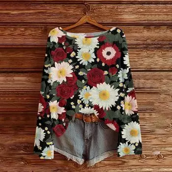 Womens Fall Sweaters Long Sleeve Print Tops Pullover Sweaters Loose Dressy Casual Basic Clothes XXL винный