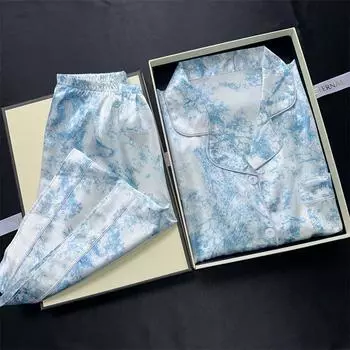 Женская пижама из искусственного шелка и атласа, летняя новая классическая пижама с шортами, домашний костюм, женский комплект из двух предметов для сна, женская домашняя одежда XXL