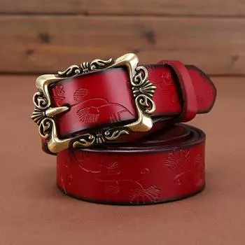Womens Genuine Leather Belt Simple Design Alloy Buckle Casual Formal Attire Style A,105cm