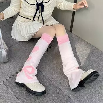 Womens Girls Leg Protectors Elastic Knitted Leg Socks Double-sided Sock Cover Y2K Autumn Winter Woolen Yarn Breathable Accessories