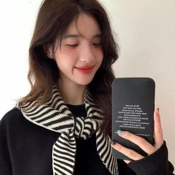 Womens Hooded Scarf Adorable Headwear Neck Warmer Year Gift 3 in 1 Black White