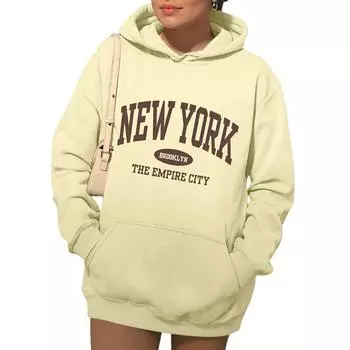 Womens Hoodies Fall Fashion Sweatshirts Printed Casual Long Sleeve Loose Sweatshirt Fall Hoodie Sweatshirt L бежевый