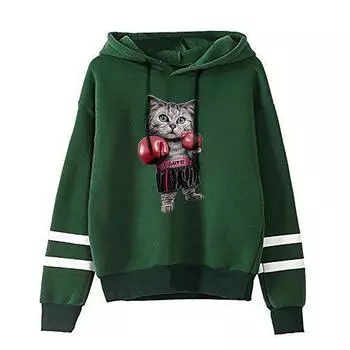 Womens Long Sleeve Stripe Print Jumper Hoodie Sweatshirt Pullover Tops XL