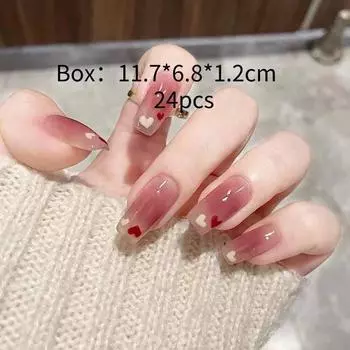 Womens Nail Art Wearable Nail Products Detachable Fashionable Wearresistant Pink White