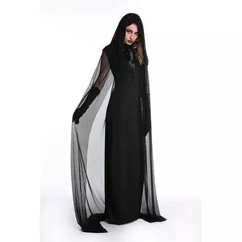 Womens Premium Halloween Cloak Costume Featuring Witch Vampire Ghost Design M