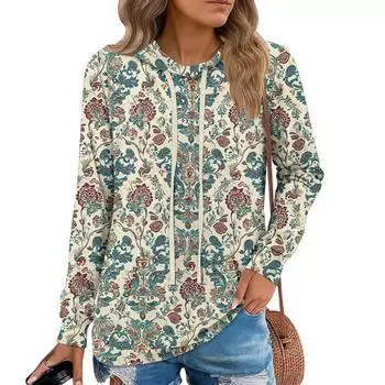 Womens Pullover Hoodies Teen Girls Fashion Hooded Sweatshirt Womans Fall Tunic Top L бежевый