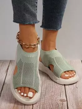 Womens Sandals Mesh Hollow Summer New Sport Fashion Platform 2024 Designer Flat with Casual Basic Solid Flip Flops Ladies Shoes 35