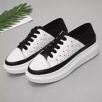 Womens Shoes Genuine Leather Casual Shoes Low Cut Fashionable Breathable White Sneakers Women Zapatillas Deportivas De Mujer 35 белый