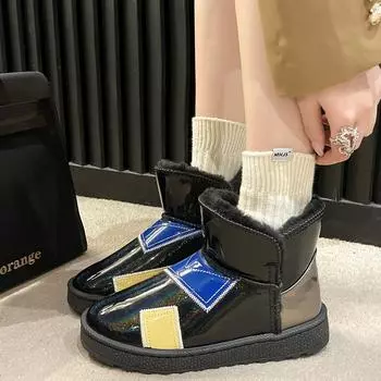 Womens Snow Boots Booties Elegant With Low Heels Shoes For Women Ankle Black Waterproof Comfortable On Offer Chic Point Hot Y2k 36