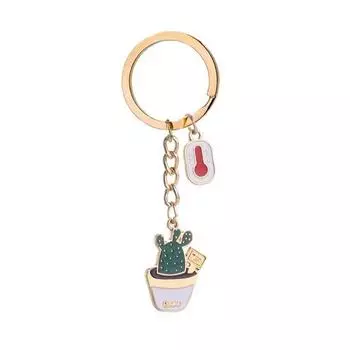 Womens Succulent Potted Plant Keychain Beach Style Hat Garden Succulent Cactus Plant Keychain Zinc Alloy Oil Drop Pendant Gift 4