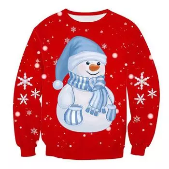 Womens Sweater Christmas Pullover Long Sleeve Print Shirt Sweatshirt Xmas Jumper M