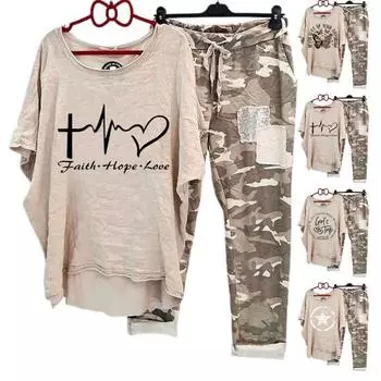 Womens Two Piece Set Streetwear Summer Outfits for Women Cotton Linen Suit Casual Print Short Sleeve Harajuku Costumes XXXXXL