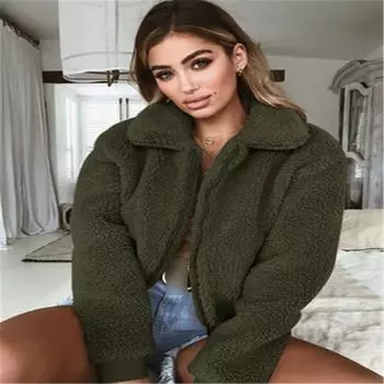 Womens Warm Teddy Bear Pocket Fluffy Fleece Fur Jacket Coat Oversized Outwear Tag S=US XXS