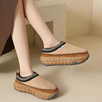 Womens Winter New Classic Solid Color Round Head Comfortable Cotton Slippers2025Outdoor Warm and Comfortable One-step Snow Boots 35