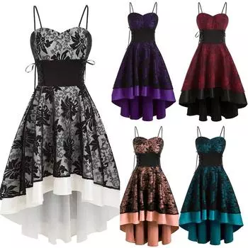 Womne Vintage High Grade Cami Bandage High Low Dress Вечернее платье XXL фиолетовый