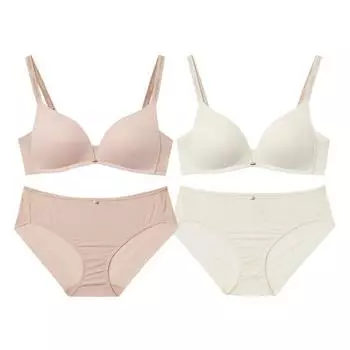 Wonder Bra Aqua V-Neck No-Wire Bra Panties 2 Set (Cream + Light Beige) WBW3N3738_T 85B/100