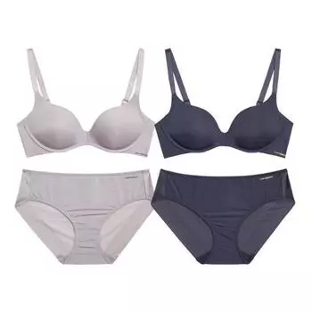 Wonder Bra Free Cut No-Wire Bra Panties 2 Set Cocoa + Charcoal WBW3O2425_T 75D/90