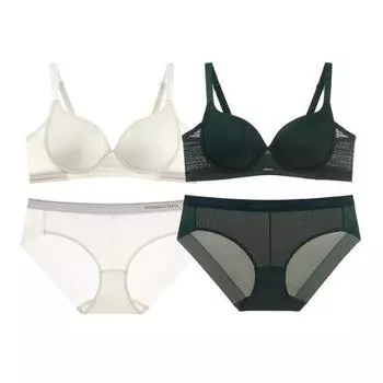 Wonder Bra Full Coverage Plus Bra Panties 2 Set (Vanilla Cream + Deep Forest Green) WBW3M2326_T 80C/95
