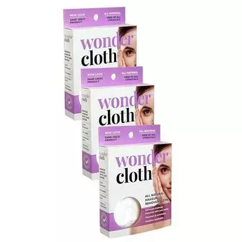Wonder Cloth - Смываемое натуральное средство для снятия макияжа, 1 шт. (Пакет из 1), 3 куска