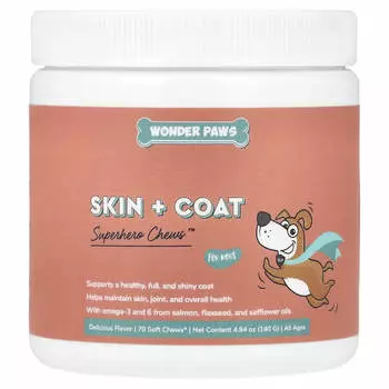 Wonder Paws, Super Chews, для собак, кожи и шерсти, для всех возрастов, 70 мягких жевательных таблеток, 4,94 унции (140 г)
